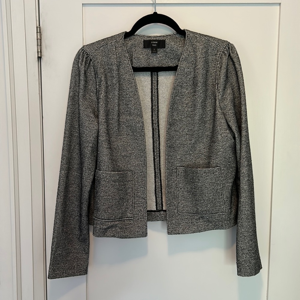 Jcrew Cropped Black and White Textured Blazer